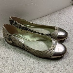 Women’s Jimmy Choo Gold Snake Skin Leather Ballet Flats Size 36